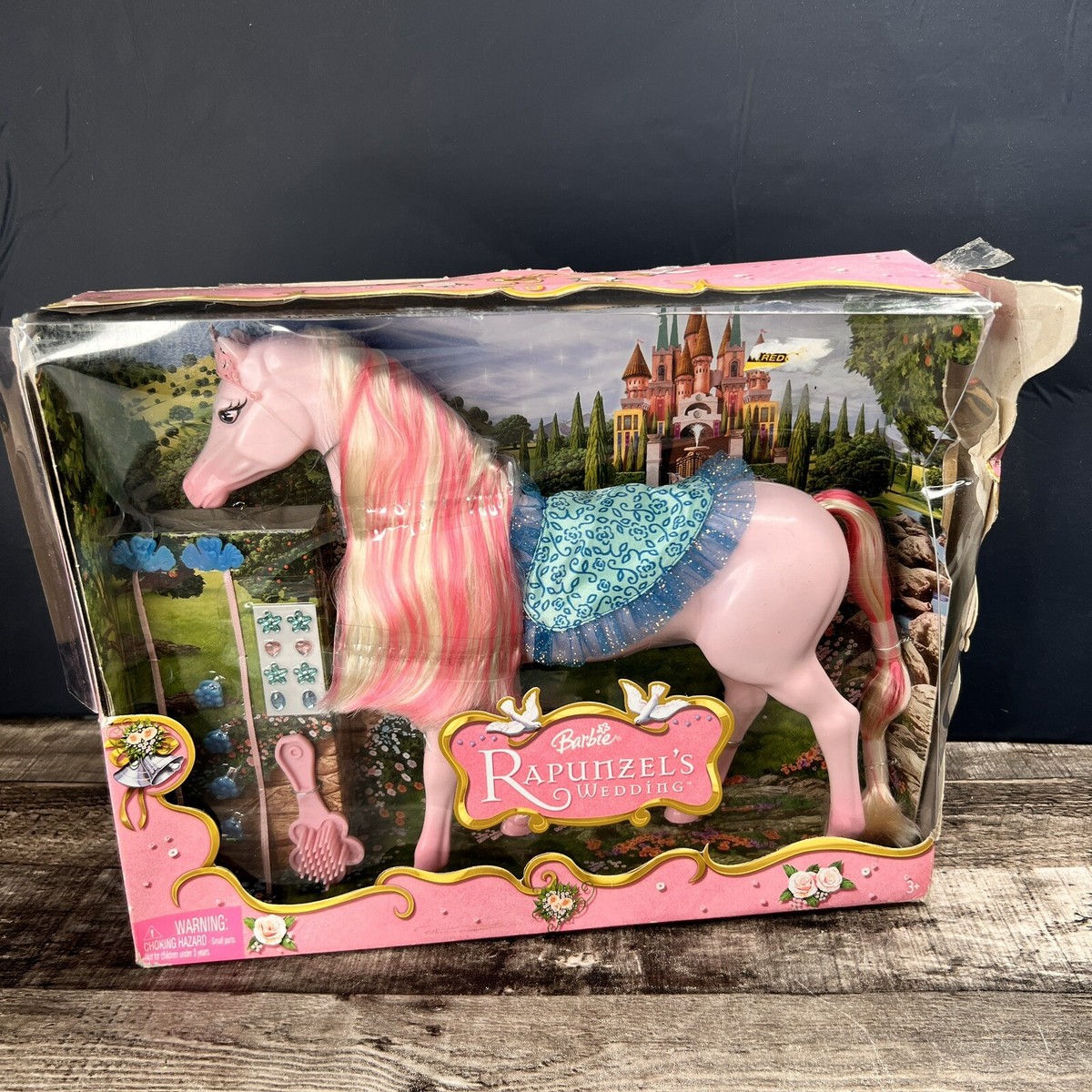 Rare 2005 Mattel Barbie Rapunzel's Wedding Dream Team Pink Horse