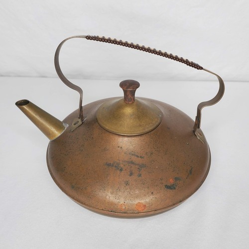 Vintage Teapot Kettle Copper Wrapped Handle Made In Holland Patina Mid Century  - Picture 10 of 14