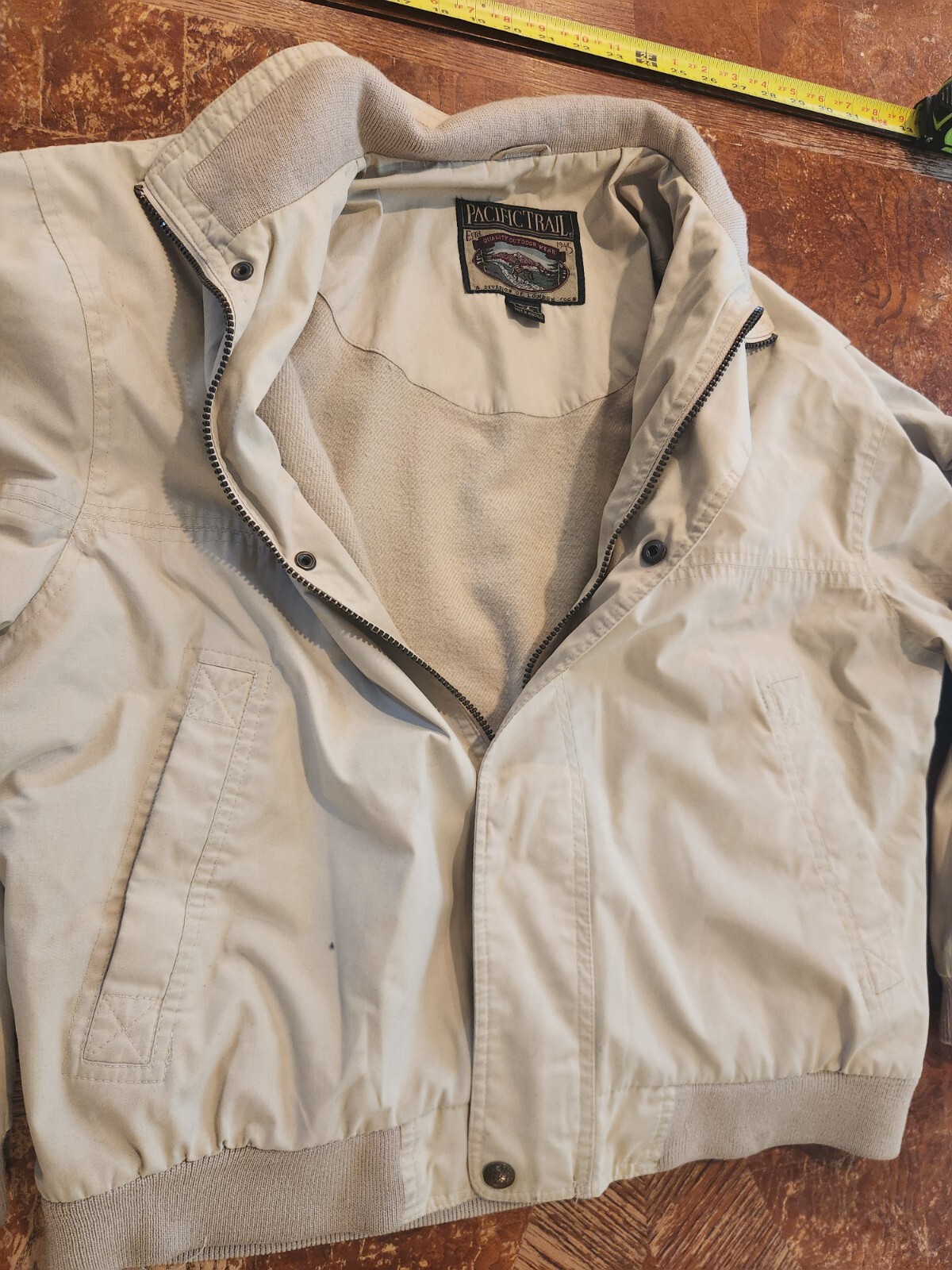 Vintage Pacific Trail Sportswear Jacket Mens Medium Beige Zip Up S28