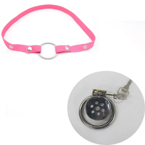 New Flat Chastity Cage Lock Device Sissy Cgae Kit Bondage Metal Ring Lock Slave - Picture 7 of 20