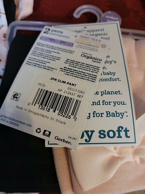 GERBER ORGANICS BABY SOFT 11 PIECE PRINCESS NEWBORN 3 BURP,,HATS
