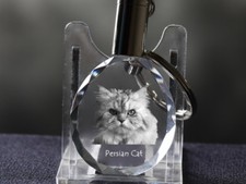 Perserkatze, Katze Kristall rund Schl&uuml;sselbund, Crystal Animals DE
