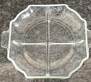 INDIANA GLASS “LORAIN BASKET” DIVIDED RELISH DISH - CRYSTAL DEPRESSION GLASS