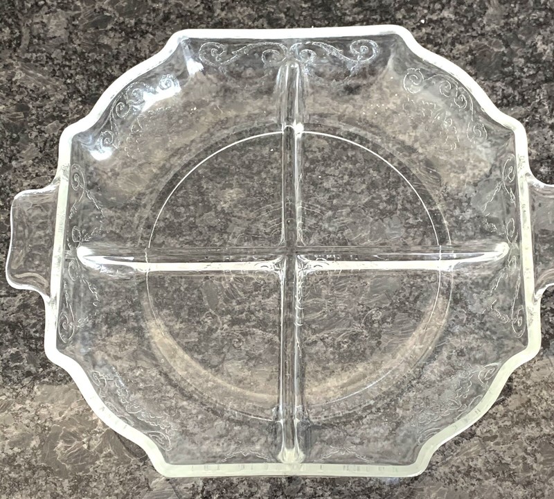 INDIANA GLASS “LORAIN BASKET” DIVIDED RELISH DISH - CRYSTAL DEPRESSION GLASS