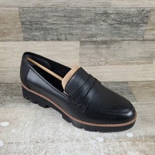 Vionic Cheryl II Womens Loafers Sz 7 M Black Leather Comfort Slip On Round Toe