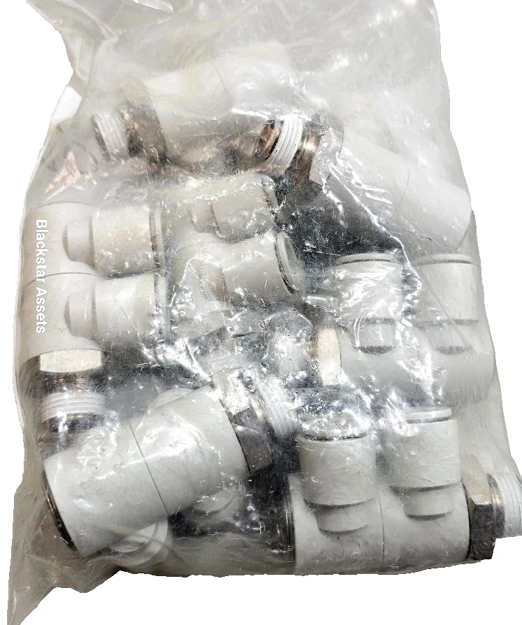 Qty 7 PCS New SMC KQ2ZD12-03NS Push to Connect Fittings BSPT 3/8" Dbl Twin Banjo - Image 3 of 4