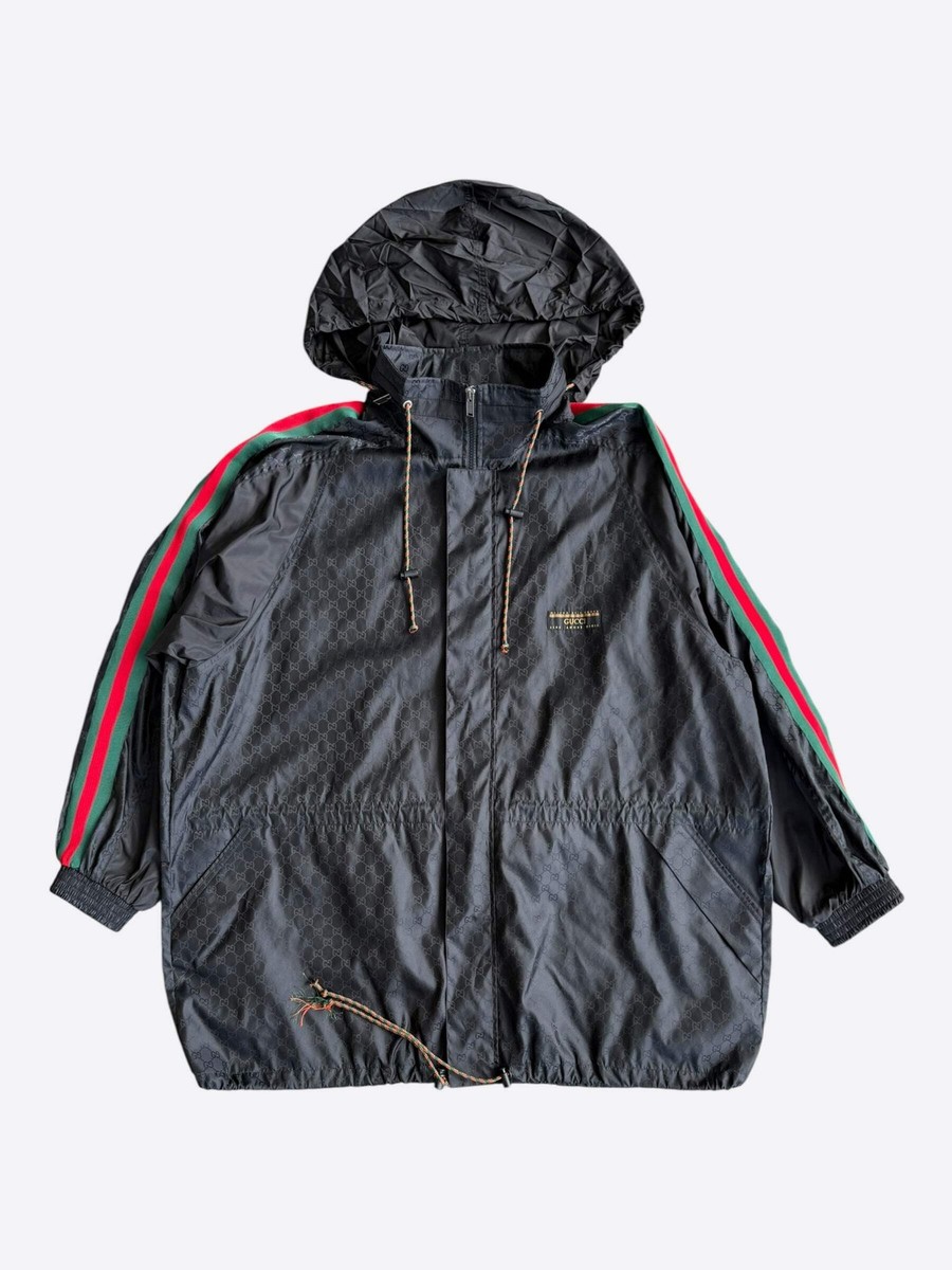 Gucci Black & Multicolor GG Monogram Striped Windbreaker | eBay