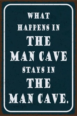 Holzschild 18x12 cm What happens in the Man Cave stays in Deko Geschenk  Schild