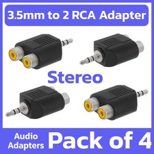 4 Pack 3.5 mm Plug to 2x RCA Jack Splitter Stereo Adapter Connector Converter