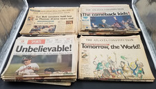 Lot of 34 Atlanta Braves Playoff 90's Baseball AJC Newspaper Lot 1991, 1992, 93