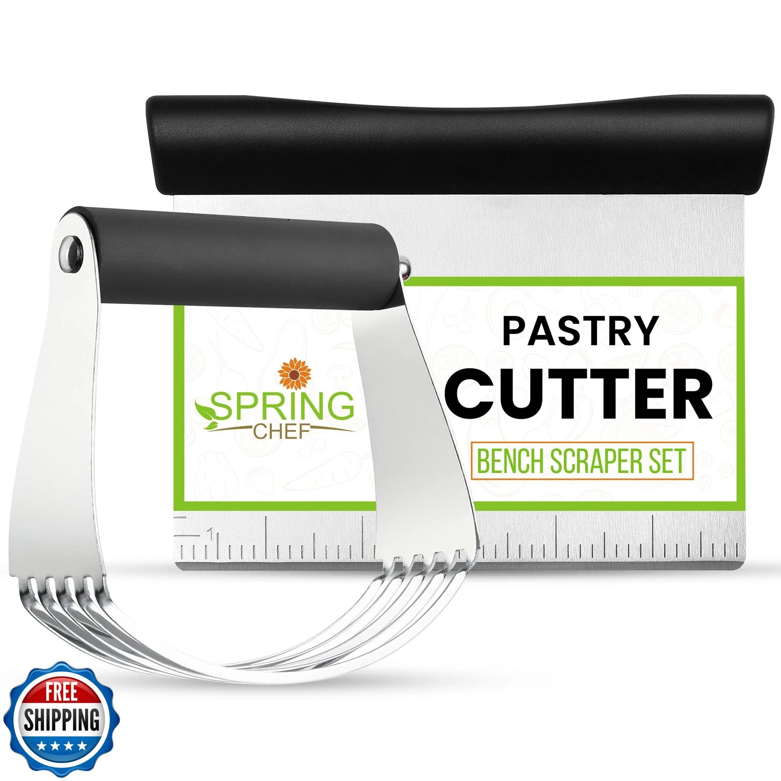 Spring Chef Dough Blender and Pastry Cutter Tool, Stainless Steel