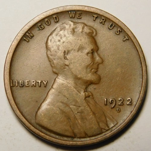 1922 D Lincoln Wheat Cent Penny VG-F  "Straight Die Crack  Actual Coin Pictured"