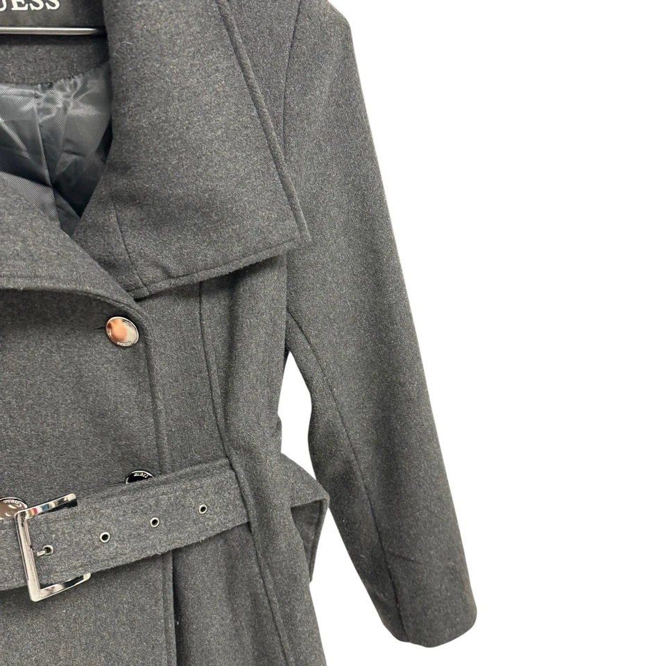 Guess женщин подпоясанный Тренч угольно-черный двойной груди размер L - Изображение 4 из 4