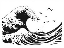 Wave Pattern Wall Art Stencil Reusable Plastic - StencilAir