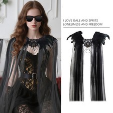 Halloween schwarzes Cape mit Federkragen elegant leicht 17,7x50,4 Zoll