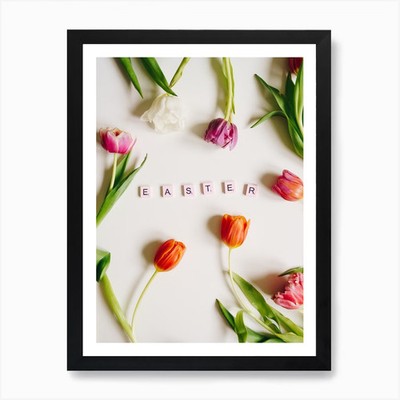 Ostern Tulpen Kunstdruck gerahmt Wandbild Poster Leinwanddruck Bild