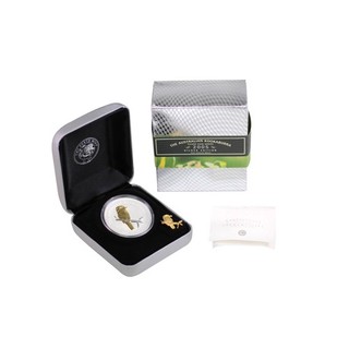 2005 PM $1 Australian Kookaburra 1oz Silver Gilded Coin Box & COA