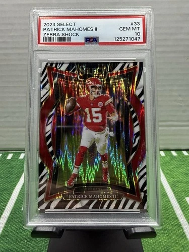 Patrick Mahomes 2024 Select Zebra Shock Prizm SSP Case Hit PSA 10 GEM MINT