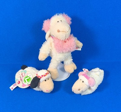 3x NICI Schaf Jolly Mäh Svenja Malou Plüsch weiß rosa Ohrschützer Muff 16 +12 cm