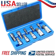 10PCS XZN 12 Point Triple Square Spline Bit Socket Set Tamper Proof 4MM - 18MM