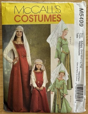 McCall's Pattern M5499 Misses' Medieval Costumes Size Small-XL (8-22) Uncut FF