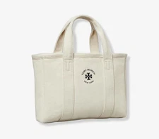 NWT TORY BURCH Mini Mercer Tote Hand Bag Purse Ivory Canvas Black Logo SEALED