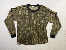 Vintage Camo Long Sleeve T Shirt USA Made Mossy Oak Style 90s Sz L