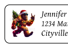 30 Bigfoot Christmas personalized return address labels stickers tags