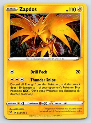 Zapdos Holo Rare SWSH04: Vivid Voltage 048/185 NM
