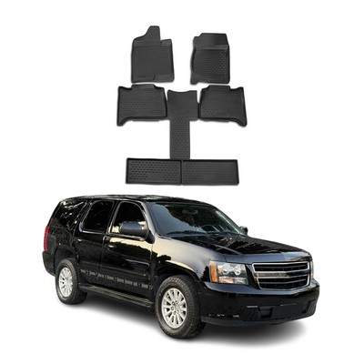 OMAC Floor Mats Liner for Chevrolet Tahoe 2007-2014 TPE All-Weather Black 6Pcs