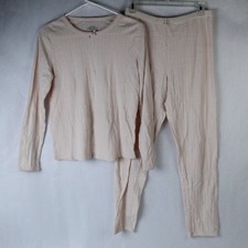 Cuddl Duds Girls Pajama Set Size L Pink Long Sleeve  Pants, Pre-Owned
