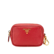 Authenticated Prada Red Saffiano Leather Pouch
