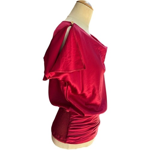 WHBM Satin Bluse Wasserfallausschnitt Rot XS - Bild 2 von 3