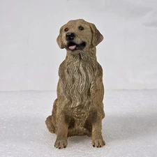 Living Stone Detailed Vintage Golden Retriever Figurine 4+" Sitting Textured
