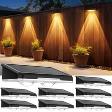 New Solar Fence Lights Outdoor 8 Pack - 3 Modes Warm/Neutral/Cool White Powered