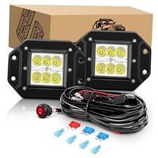 2 PCS 18W Flood LED Pods - Flush Mount - Backup Fog Light Bar
