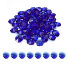 50Pcs 14mm 1 Hole K9 Crystal Octagon Glass Chandelier Beads, Dark Blue