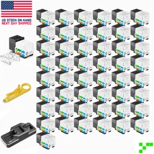50 pc Cat6 RJ45 Keystone Jacks  90 Network Connectors 110 Punch Down 8P8C w Tool