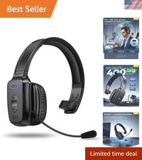 60-Hour Bluetooth Headset with ENC Noise Cancellation for Truck Drivers - Black