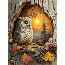 Owl Sunset Diamond Painting Kits for Adults,5D Owl Sunset Diamond Art Kits 12x16