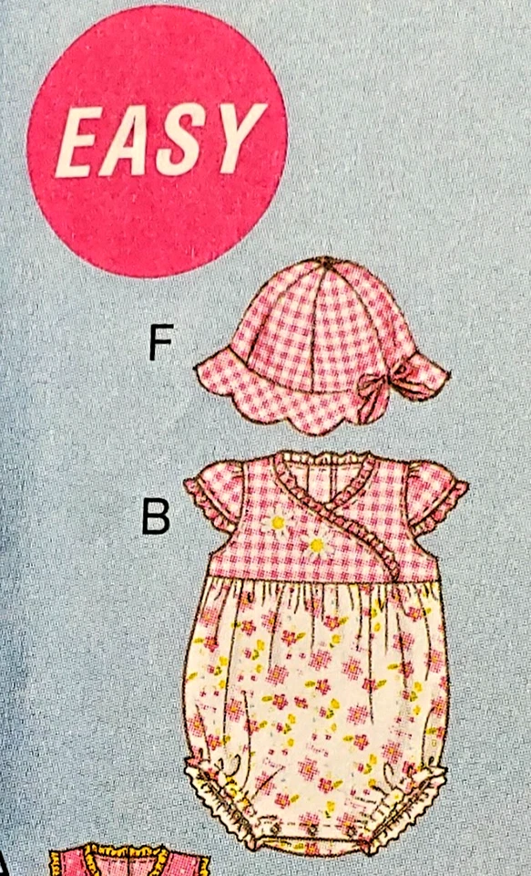 McCalls M6494 Infant Pullover Dress, Rompers, Jumpsuit, Panties, Hats NB-S-M-L - Image 4 of 4