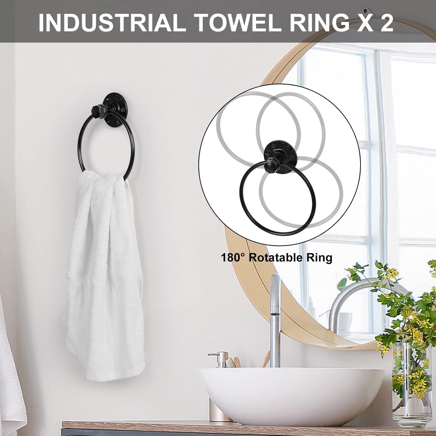 Set of 10 Bathroom Hardware Towel Ring Rack Wall Bathroom Accessory Towel Kit