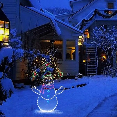 Glitzerndes Schneemann-Ornament mit LED-Beleuchtung, winterliche
