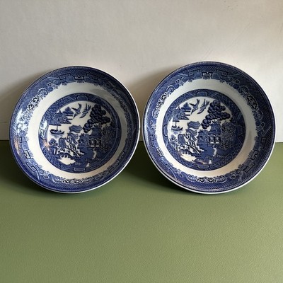 Set of 2~Blue Willow  6  Soup or Cereal Bowl ~Johnson Bros. VTG. Made in England