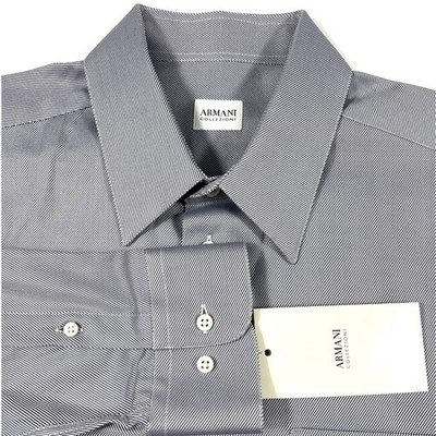 Armani Collezioni Gray Stripe Dress Shirt 42/16.5 100% Cotton Quiet Luxury NWT