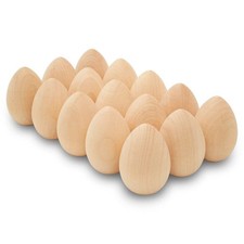 Fake Eggs to Paint, Pack of 30 Smooth Standable Wooden Eggs for Crafts, 2 Inc...