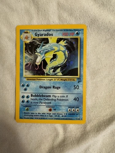 2000 Pokemon - Gyarados Holo Rare Unlimited - Base Set 2 - 7/130 - WOTC