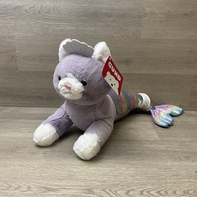 Mermaid Cat Princess Plush Gund Purple Rainbow Iridescent Tail Crown Mercat 16 
