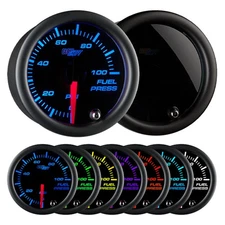 GLOWSHIFT 2" SMOKED OUT 7 COLOR LED FUEL PRESSURE PSI GAUGE w ELECTRONIC SENDER