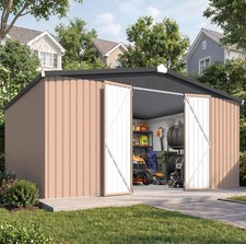 12x14 Metal Outdoor Storage Shed Waterproof Heavy Duty Lockable Double Doors 12x14 Metal Outdoor Storage Shed Waterproof Heavy Duty Lockable Double Doors